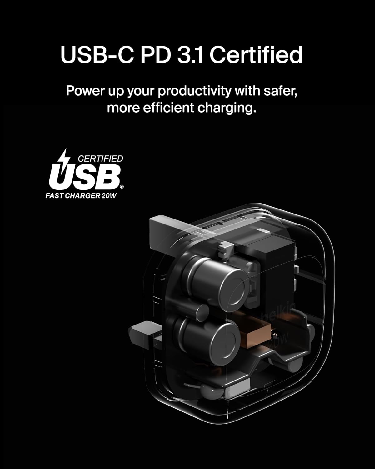 Belkin BoostCharge 20W Cubic Wall Charger with 1m C-C Cable