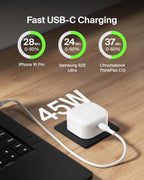 Belkin Compact Wall Charger 45W + USB-C to USB-C Cable, Fast Charging