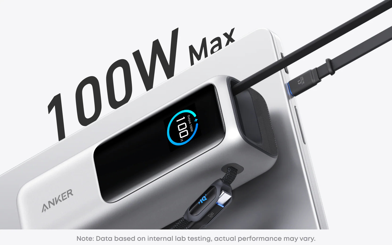 Anker Laptop Power Bank (25K, 165W, Built-In and Retractable Cables)