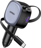 UGREEN Nexode Car Charger 75W with Retractable USB-C Cable
